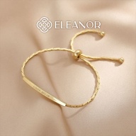 Lắc tay nữ dây rút Eleanor Accessories vòng tay nữ khắc chữ gold bar kiểu thumbnail
