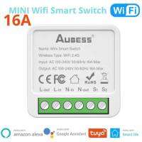 Alexa Tuya สวิตซ์2ทางที่เข้ากันได้กับการควบคุมที่จับเวลาแบบไร้สายบ้านอัตโนมัติสมาร์ทสวิตซ์สวิตช์16A อัจฉริยะขนาดเล็ก