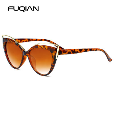 FUQIAN Vintage Cat Eye Women Sunglasses Retro Cat-eye Female Sun Glasses Gradient Color Eyewear Oculos Feminino UV400