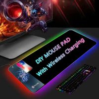 แผ่นรองเมาส์ DIY เกมเมอร์ชุดแผ่นรองเม้าส์กันลื่น15W ชาร์จไร้สาย RGB แป้นพิมพ์แล็ปท็อปคอมพิวเตอร์แผ่นรองปูโต๊ะเรืองแสง LEDsgdfh