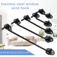 【LZ】♚♦  Black Stainless Steel Window Lock With Safety Switch Cabin Window Hook Door Eye Latch Silent Catch Holder with Screws