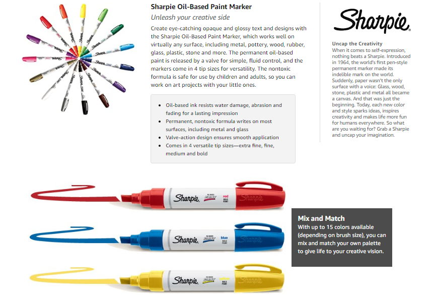 2 Pack 5 Count Sharpie Oil-Based Paint Markers Great for Rock Painting Medium Point Assorted & Metallic Colors 