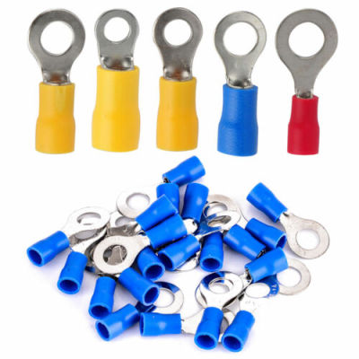 25PCS/Pack Ring Insulated Wire Connector Electrical Crimp Terminal Cable Wire Connector - Red Blue Yellow Black