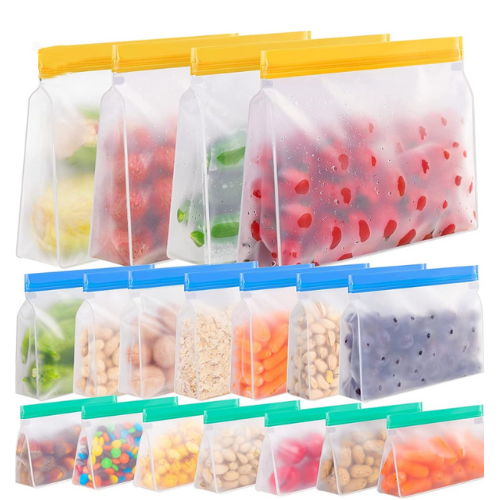 5pcs Reusable Silicone Leak-proof Food Storage Bags