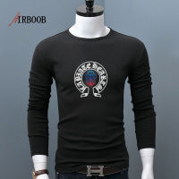 AIRBOOB 2023ใหม่สำหรับผู้ชาย,เสื้อยืดสำหรับผู้ชายพิมพ์ลายทรงหลวมแบบบางใส่ด้านในแขนยาว