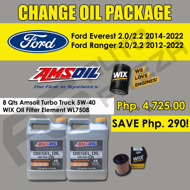 CHANGE OIL PACKAGE for Ford Everest/Ranger 2.0/2.2 (8 Quarts Amsoil