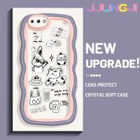 Jjlingji เคสสำหรับ OPPO A3s A12E A5 Realme C1เคสการ์ตูนสุนัขน่ารักกระต่ายดีไซน์ใหม่ครีมคลื่นโปร่งใสลายกล้องถ่ายรูปเคสมือถือเคสฝาครอบป้องกันเรียบง่ายอ่อนโยน