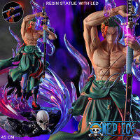 Figure ฟิกเกอร์ HB Studio Hot Blood จากการ์ตูนเรื่อง One Piece วันพีซ เต็มพิกัดสลัดจอมลุย วันพีช Roronoa Zoro Wano โรโรโนอา โซโร นักล่าโจรสลัด กลุ่มโจรสลัดหมวกฟาง สูง 45 cm หนัก 3.5 kg พร้อมไฟ With LED GK Resin Statue Ver Anime Hobby โมเดล ตุ๊กตา อนิเมะ