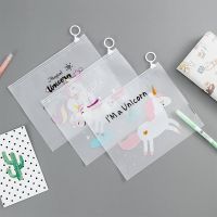 -✨ PTU✨Transparent Frosted Plastic Cartoon Stationery Packaging Sealed Bag Unicorn PP Ring Zipper Bags