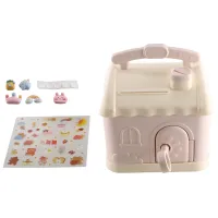 Cute House Money Box with 3D Sticker Kawaii Piggy Bank for Kids Adults Savings Box for Coins Banknotes Birthday Gift
