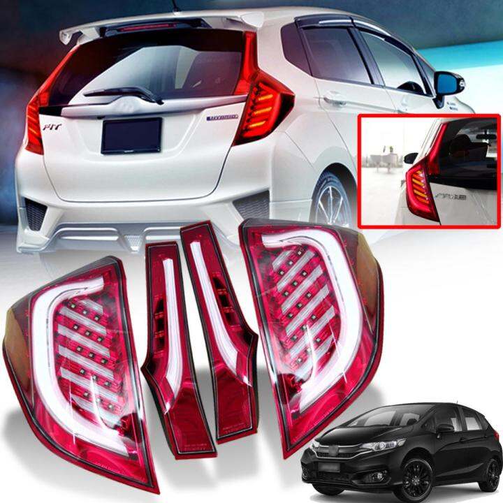 ไฟท้ายแต่ง Led รุ่น ฮอนด้า แจ๊ส Honda Jazz Gk ปี 2015 - 2018 สีแดง ขาว 1  คู่ ซ้าย + ขวา รวมชุดสายไฟ | Lazada.Co.Th