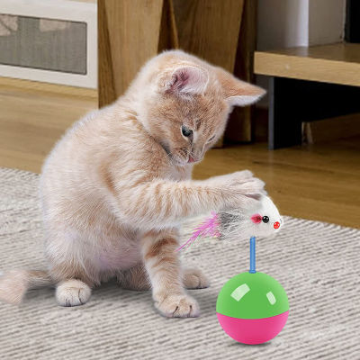 ชุดหนูของเล่นสำหรับแมวแบบอินเตอร์แอคทีฟเมาส์ทีเซอร์น่ารักพร้อมลูกบอลโพลีลูกแมวของเล่นสำหรับความเบื่อ