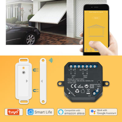 Tuya Smart Life Garage Door Sensor Opener Controller WiFi Switch with RF Sensor Alexa Echo Google Home DIY App Alert No Hub