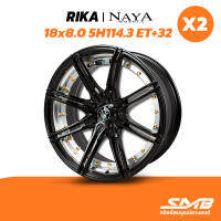 ล้อแม็กรถเก๋ง NAYA รุ่น RIKA 18x8.0 ET+32 สีดำด้านหมุดทองCNCท้องล้อ ราคาต่อ 2 วง