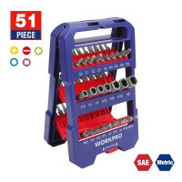 【LZ】✾ↂ❍  Caixa de bits de abertura automática dos pces workpro 51 conjunto de bocado de chave de fenda de 51 peças com fenda/phillips/torx/hex bits e porca motorista