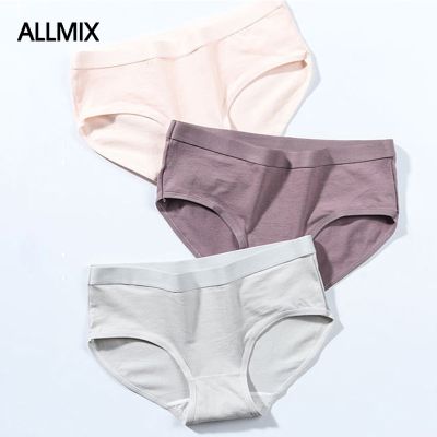 （A So Cute） ALLMIX แฟชั่นที่เรียบง่ายผ้าฝ้าย WomenPanties ชุดชั้นในกางเกงในไร้รอยต่อกลาง Wiast บ้านแข็ง FemaleBreathable กางเกง