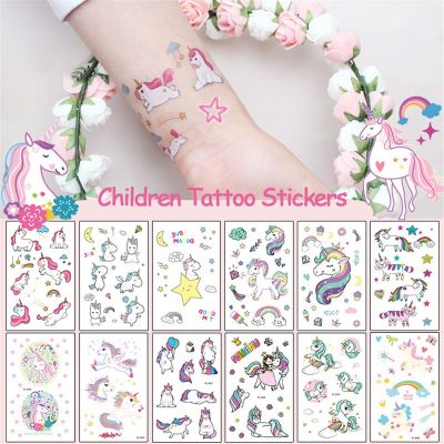 【YF】 7.5x12cm Waterproof Temporary Tattoo Sticker Unicorn Children Paste on Face Arm Leg for Body