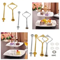 【hot】 Metal 2 Tier Plate Handle Hardware Fitting Holder Cakes Dish Pole Layers DropShipping