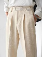 Casual Korean Corduroy Pants Men Wide Leg Loose Straight Full-Length Long Trousers Designer High Quality Golf Pants 2023 New