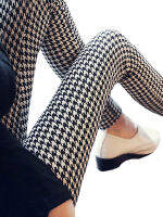 CUHAKCI กราฟฟิตี Leggings ดอกไม้ลวดลายพิมพ์ Leggins สำหรับผู้หญิง Leggings Houndstooth ขายการออกแบบที่ยืดหยุ่นวินเทจ Leggins W056. ..