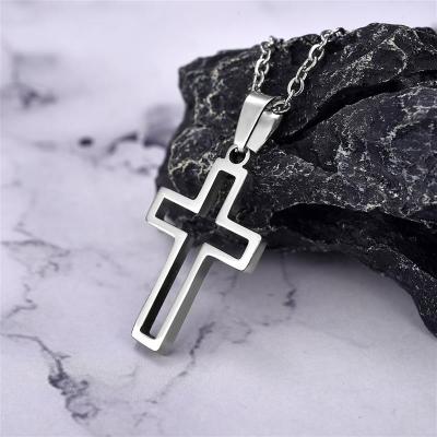 【CW】2022 Fashion Stainless Steel Necklace For Men Women Black Gold Color Silver Color Cross Pendant Chain Necklace Jewelry Gift