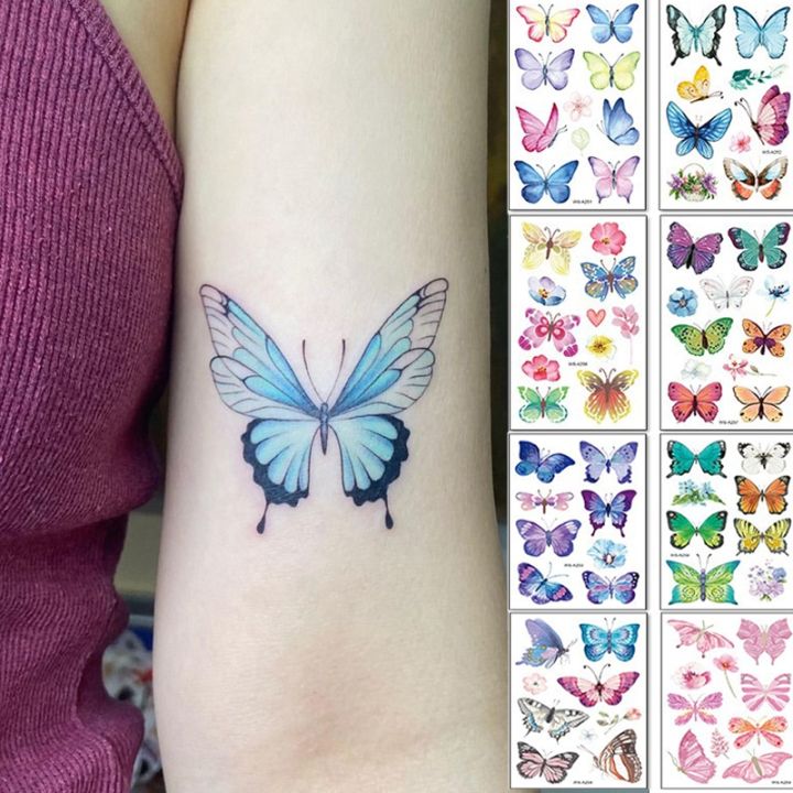 yf-waterproof-temporary-tattoo-sticker-3d-colorful-butterfly-theme-lasting-fake-stickers-for-women-body-leg-arm-chest-art
