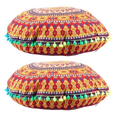 2X Indian Mandala Floor Pillows Round Bohemian Cushion Cushions Pillows Cover Case 13