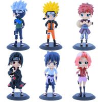 6ชิ้น/เซ็ต15เซนติเมตรภาพอนิเมะ Bandai Kawaii Uzumaki Hatake กากาชิการ่า Uchiha Sasuke Qposket ของเล่นโมเดล PVC เก็บของขวัญ