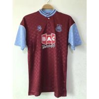 เสื้อกีฬาแขนสั้น ลายทีมชาติฟุตบอล West Ham 89-90 West Ham ชุดเหย้า เยือน ย้อนยุค แห้งเร็ว ไซซ์ S-XXL