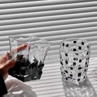 Creative art limited manual dark ruby glass senior feeling light luxury crystal glass glass cup of whisky