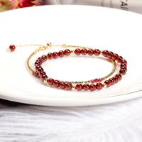 【YF】○◄  Exquisite 14k Gold Filled Wine Garnet Beaded for Female Fashion Jewelry Gifts YBR585