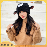 Butterfly แฟชั่นฤดูใบไม้ร่วงฤดูหนาวน่ารักๆหมวกบีนนี่ขนแกะอบอุ่นน่ารักน่ารักหมวกผ้ากำมะหยี่นุ่มน่ารักน่ารักอุปกรณ์เสริมหัวรูปสัตว์หมวกหมวกผู้หญิงกลางแจ้งแบบลำลอง