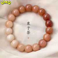 UMQ สายคล้องมือสีชมพู Ungu Putih Jade Bodhi Akar Gelang Perempuan Terapung Bunga Kraf Benih Buddha Manik Lelaki