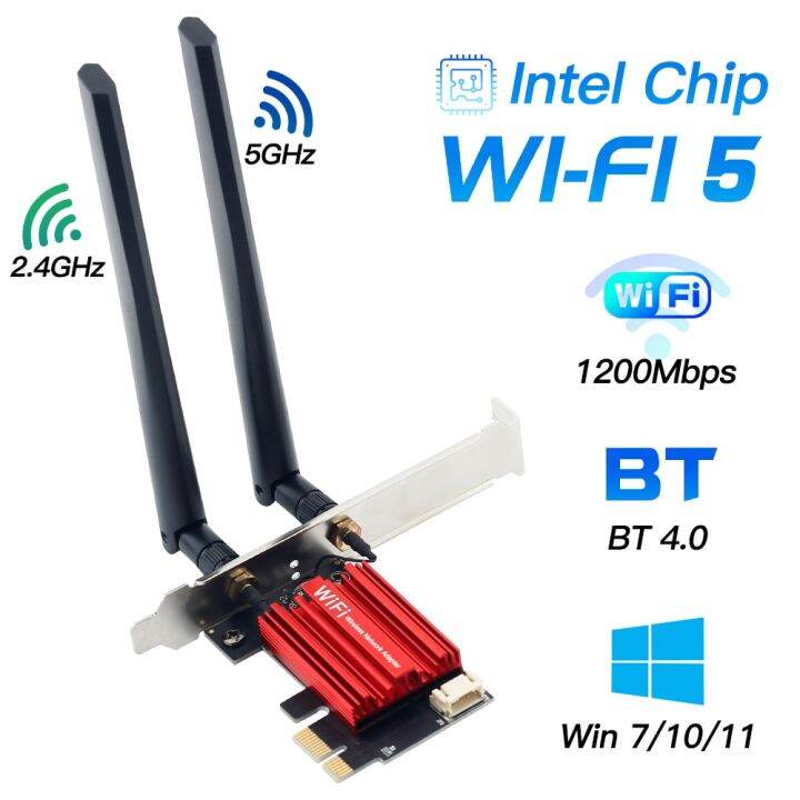 AC1200 Intel WiFi Adapter WiFi 5 Wireless Card Dual Band 2.4G/5Ghz