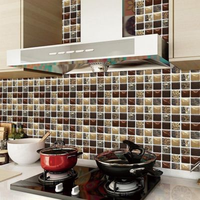 20PCS Self Adhesive Mosaic Brick Tile 3D Sticker Kitchen Bathroom Wall Stickers