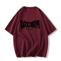 △ 100 cotton wine red short-sleeved female ins popular logo 2023 summer new half sleeve oversize loose t-shirts