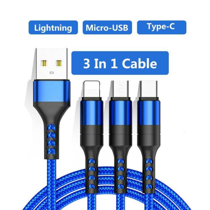 3in1สาย-usb-สำหรับ-iphone-fast-charger-สายชาร์จสำหรับโทรศัพท์-micro-usb-type-c-xiaomi-huawei-samsung-charger-wire-สำหรับ-ipad