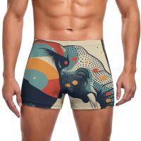 Elephant Swimming Trunks Retro  Multicolored Fashion Pool Swim Boxers Plus Size Durable Man Swimwear Swimwear