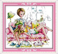 Romantic partners (2) cross stitch kit 14ct 18ct count canvas stitches embroidery DIY handmade needlework plus