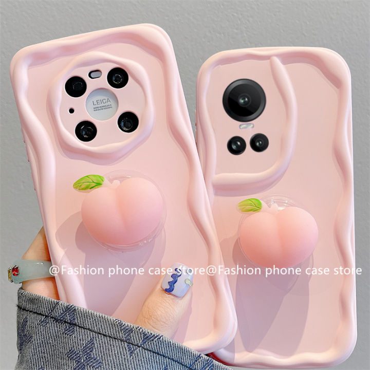 phone-case-เคส-oppo-reno10-pro-reno8-z-pro-reno7-z-reno6-z-reno5-reno4-4g-5g-เคสสีชมพูมาการองพร้อมที่บีบอัดกรอบพีชอ่อนฝาครอบหลังซิลิโคนป้องกันเลนส์แบบรวมทุกอย่าง2023