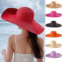 Women 15cm Wide Brim Sun Hat Summer Travel Floppy Straw Hat Female Outdoor Vacation Roll Up UPF50 Oversized Foldable Beach Hat