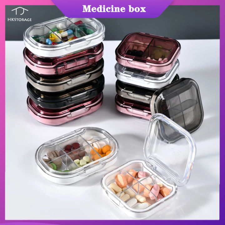 Stylish Pill Case For Tablets 4 Gird Medicine Pill's Organizer