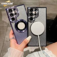 KISSCASE ฝาหลังสำหรับ S23,เคสโทรศัพท์มือถือแวว Rhinestone S23Ultra Samsung เหมาะเป็น Magsafe แว่นขยายรั่วซึม S23Plus ป้องกันการตก