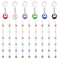 PandaHall 6 Color Evil Eye Keychain 60pcs Turkish Beads Charms Good Luck Keychain Evil Eye Hanging with Lobster Clasp for Halloween Decor Sweet Gift Home Protection Jewelry Making