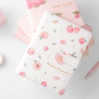Kawaii Pink Peach Diary Cute Planner Book For Students PU Cover Magnetic Agenda Colored Inner Page Journals Stationery Notebooks