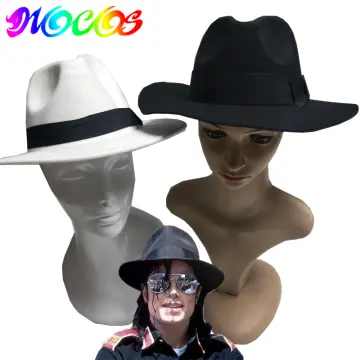 Michael Jackson MJ Black Men's Wool Fedora Hat Cap Cosplay Costume Prop  Gifts