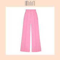 [MILIN] Milinnials High waist Flared legs Polyester Center seam pants / กางเกงขากว้างเอวสูงผ้าโพลีเอสเตอร์แต่งตะเข็บนูนตรงกลาง สีชมพู /สีดำ / สีเหลือง