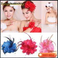 SYRUPSHADDOCKING ของเด็ก การแสดงเต้นรำ เข็มกลัด Fascinator กิ๊บติดผมขนนก ข้อมือดอกไม้ กิ๊บติดผมเจ้าสาว อุปกรณ์ผมจัดงานแต่งงาน