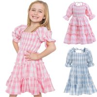 Summer Dress for Kids Girls Wedding Party Princess Costume Pleat Kids Vintage Clothes for 3 4 5 6 8 Y Little Girl Smocked Dress