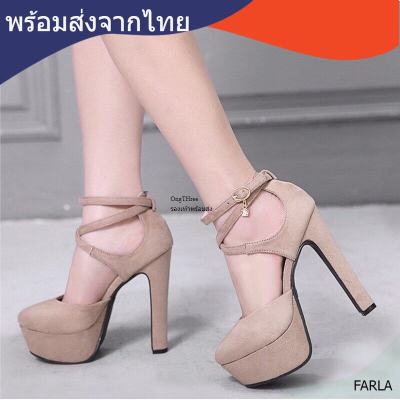 FARLA T80 พร้อมส่งจากไทย High Heel  Stilettoรองเท้าผู้หญิงส้นสูง 5.5 นิ้ว เสริมหน้า1.5 นิ้ว  ภาพถ่ายสินค้าจริง งานสวย